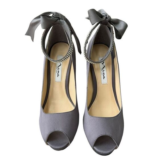 Nina KAREN WOMENS STEEL HH OPENTOE PUMP W/ANKLE STRAP size 7.5 - Picture 7 of 9